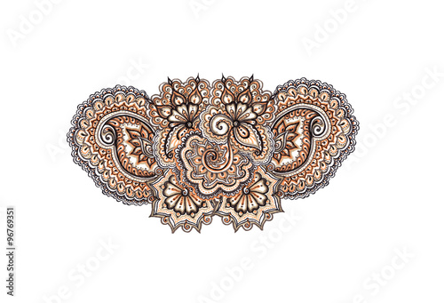 Marker painted decorative ornament. Indian eastern lacework