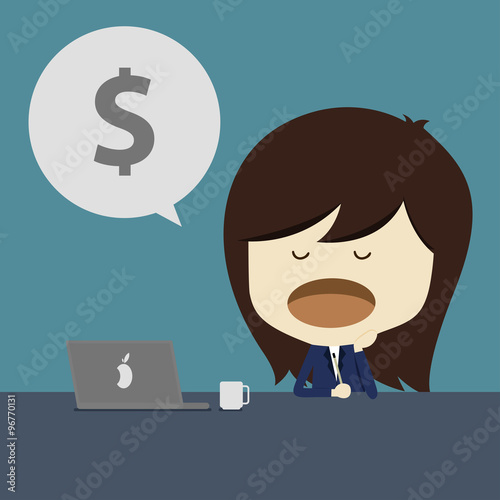 lazy business woman yawn at work