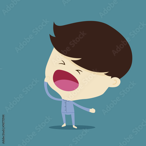 man yawn in pajamas