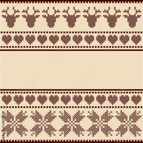 Winter Design in cross stitch. Scandinavian style