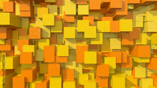 3D Orange Area Background Cube Abstract Pattern