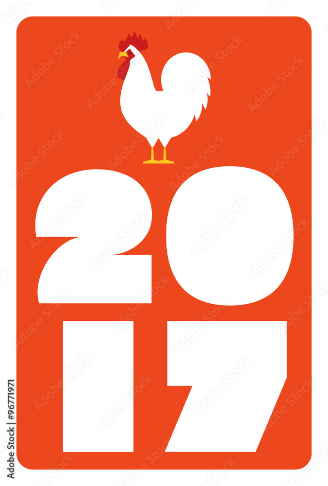 17年 酉年 の年賀状 朱色 Stock Vector Adobe Stock