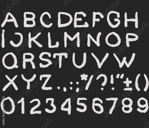 Hand drawn Handmade vintage alphabet handwritting abc vector font. Type letters  numbers and punctuation marks.