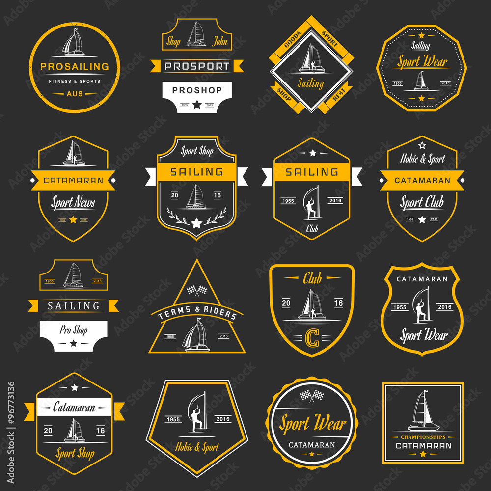 Naklejka premium Set Catamaran Logos and Badges