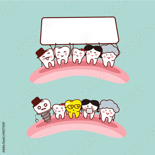 Happy cartoon tooth family
