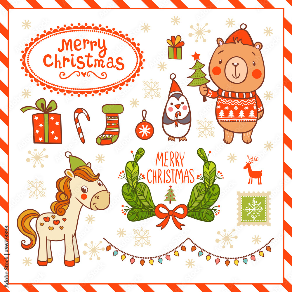 Cartoon vector new year texture.