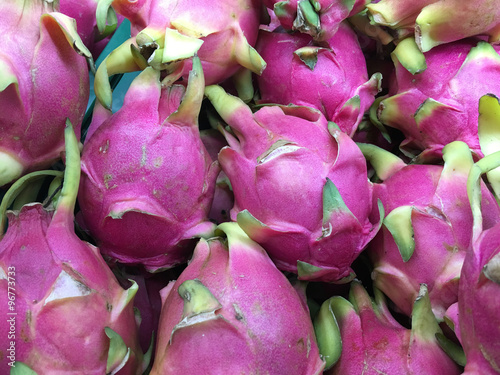 Dragon fruit, Thai fruits, The asian fresh juicy taste and sweet delicious. Colorful fruits texture background. The weight loss diet fruits food.