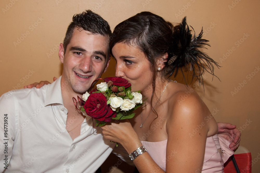 Man giving flowers to a woman - Love concept Man giving flowers to a woman - Love concept