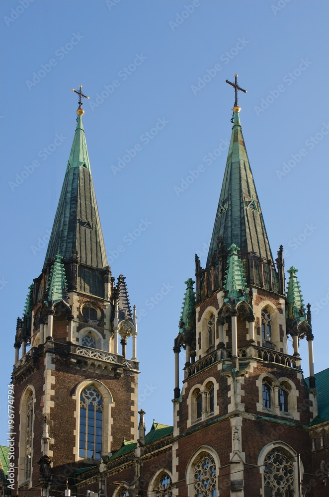 Towers of Church of St. Elisabeth (the holy Olga and Elisabeth Cathedral), Lviv