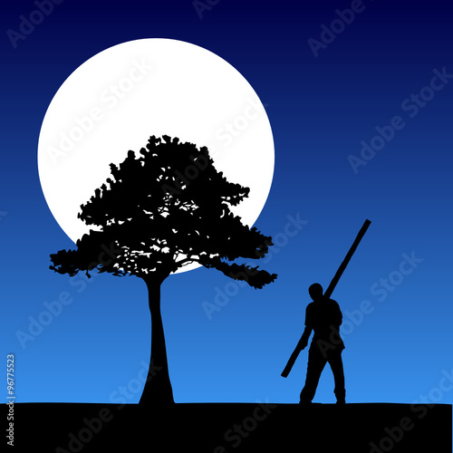 worker on the moonlight vector