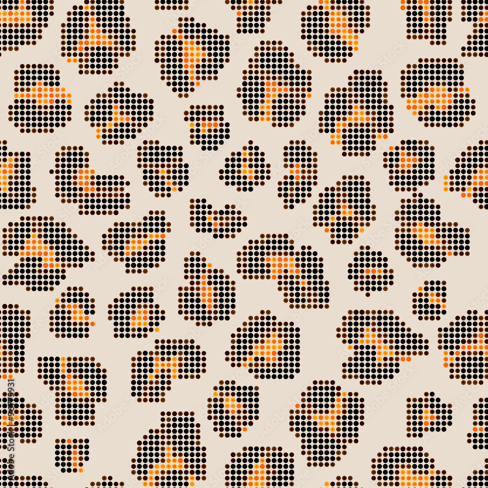 Fototapeta premium Leopard halftone seamless pattern