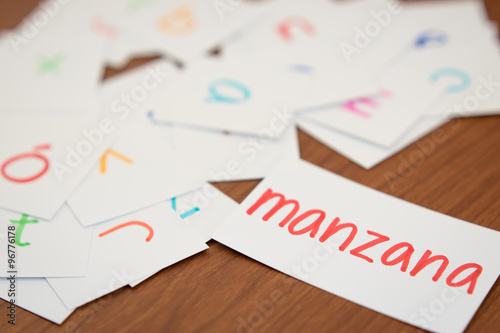 Spanish; Learning the New Word with the Alphabet Cards; Writing