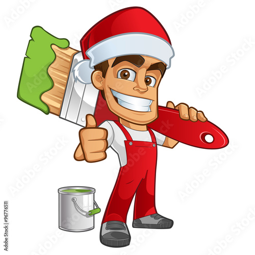Pintor  vestido de papa noel