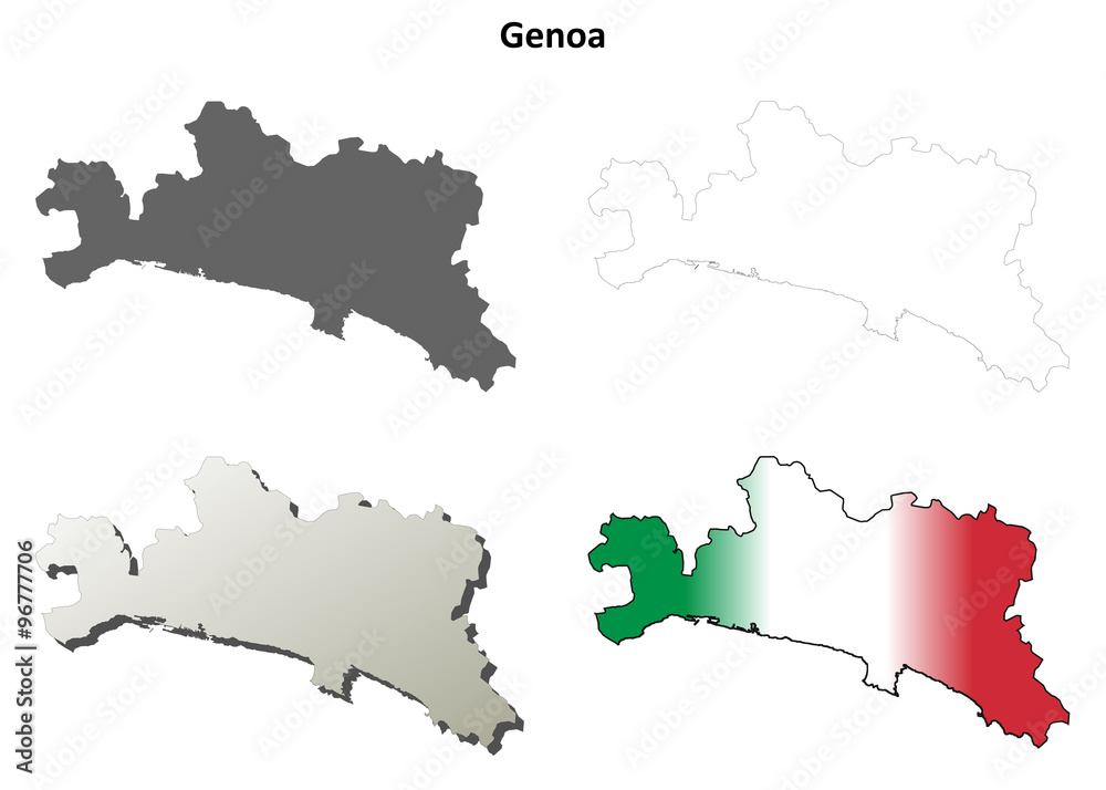 Genoa blank detailed outline map set