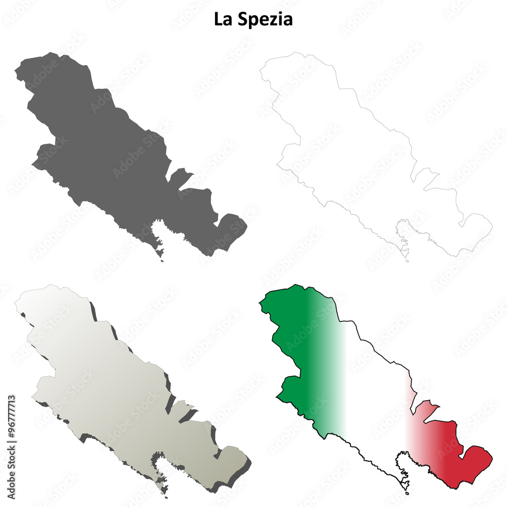 La Spezia blank detailed outline map set