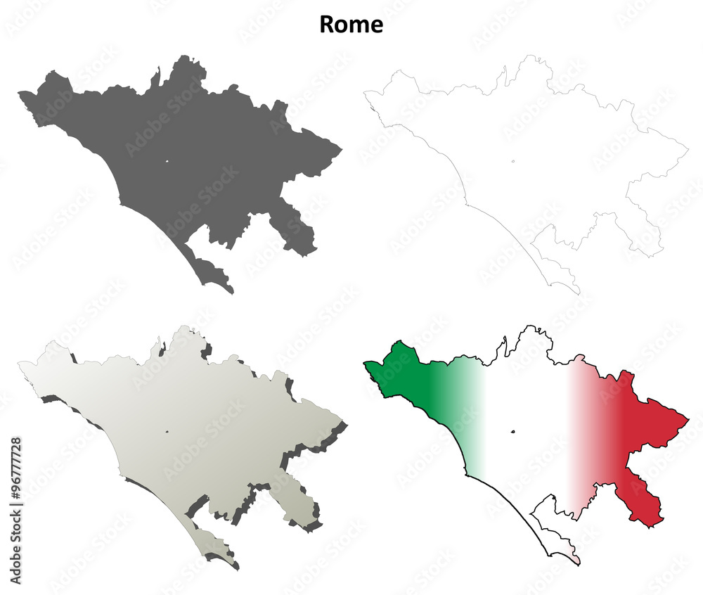 Rome blank detailed outline map set