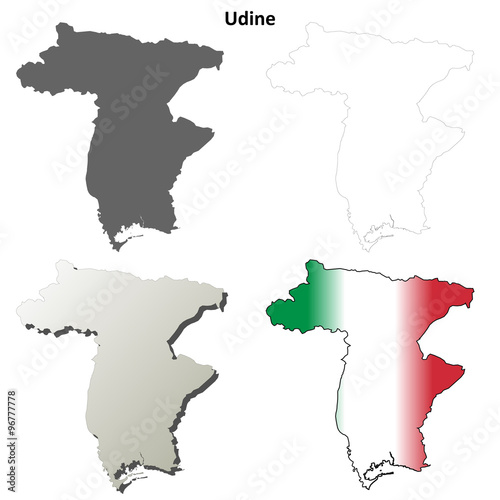 Udine blank detailed outline map set photo