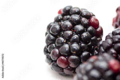 Blackberries on white background 