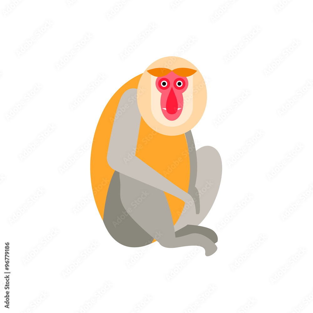 Obraz premium Cute monkey icon, logo, symbol. Vector illustration