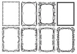 Красивые сложные черно-белые рамочки с орнаментом и завитками для оформления страниц с печатным текстом