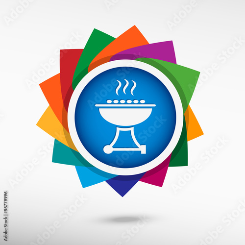 Barbecue grill color icon