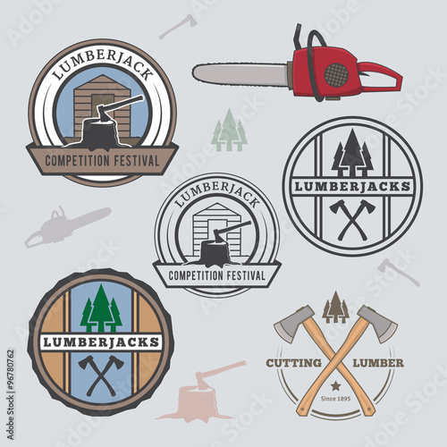 Set of lumberjack design elements. EPS8.