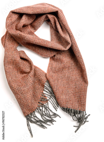 Brown lamb wool scarf isolated