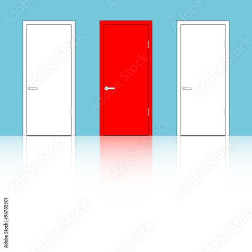 Doors on a blue wall