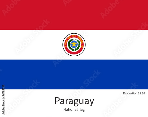 National flag of Paraguay with correct proportions, element, colors