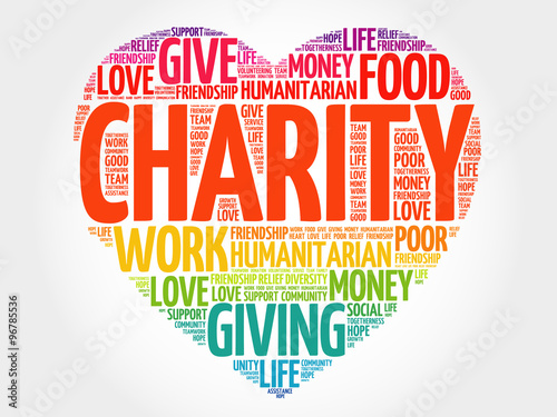 Charity word cloud heart concept