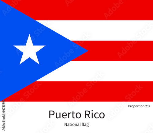 National flag of Puerto Rico with correct proportions, element, colors