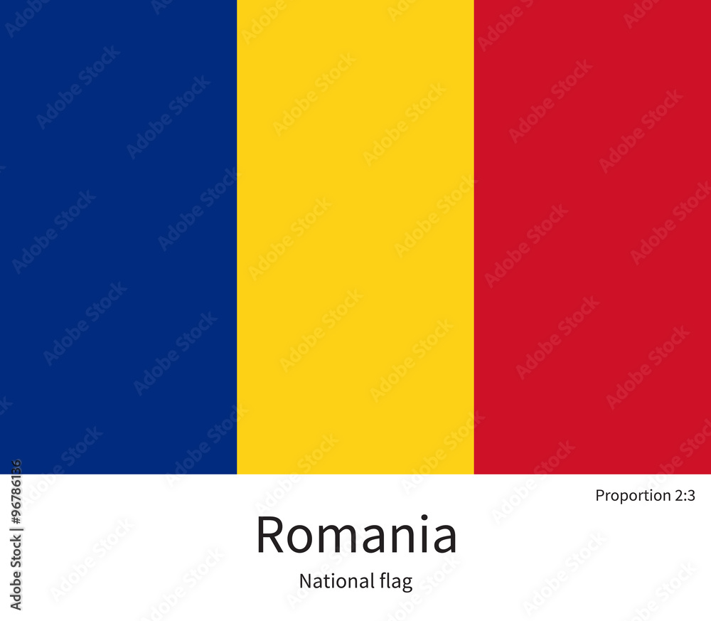 National flag of Romania with correct proportions, element, colors