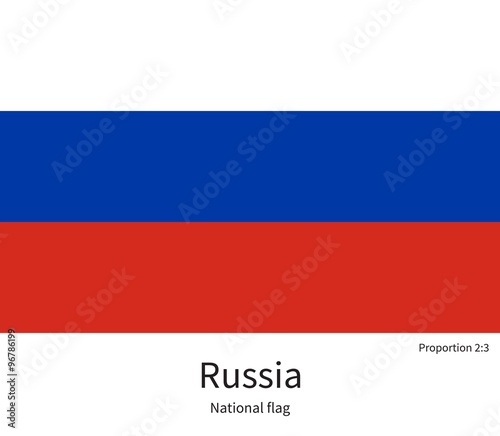 National flag of Russia with correct proportions, element, colors