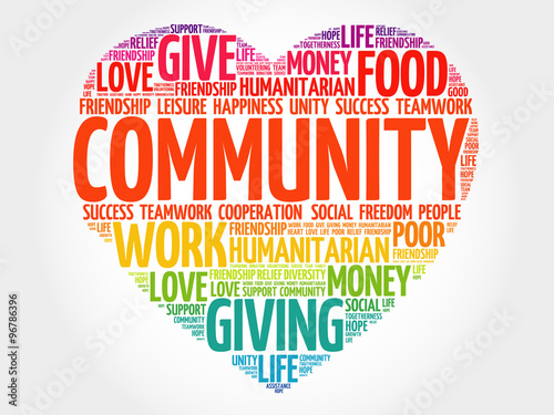 Community word cloud, heart concept