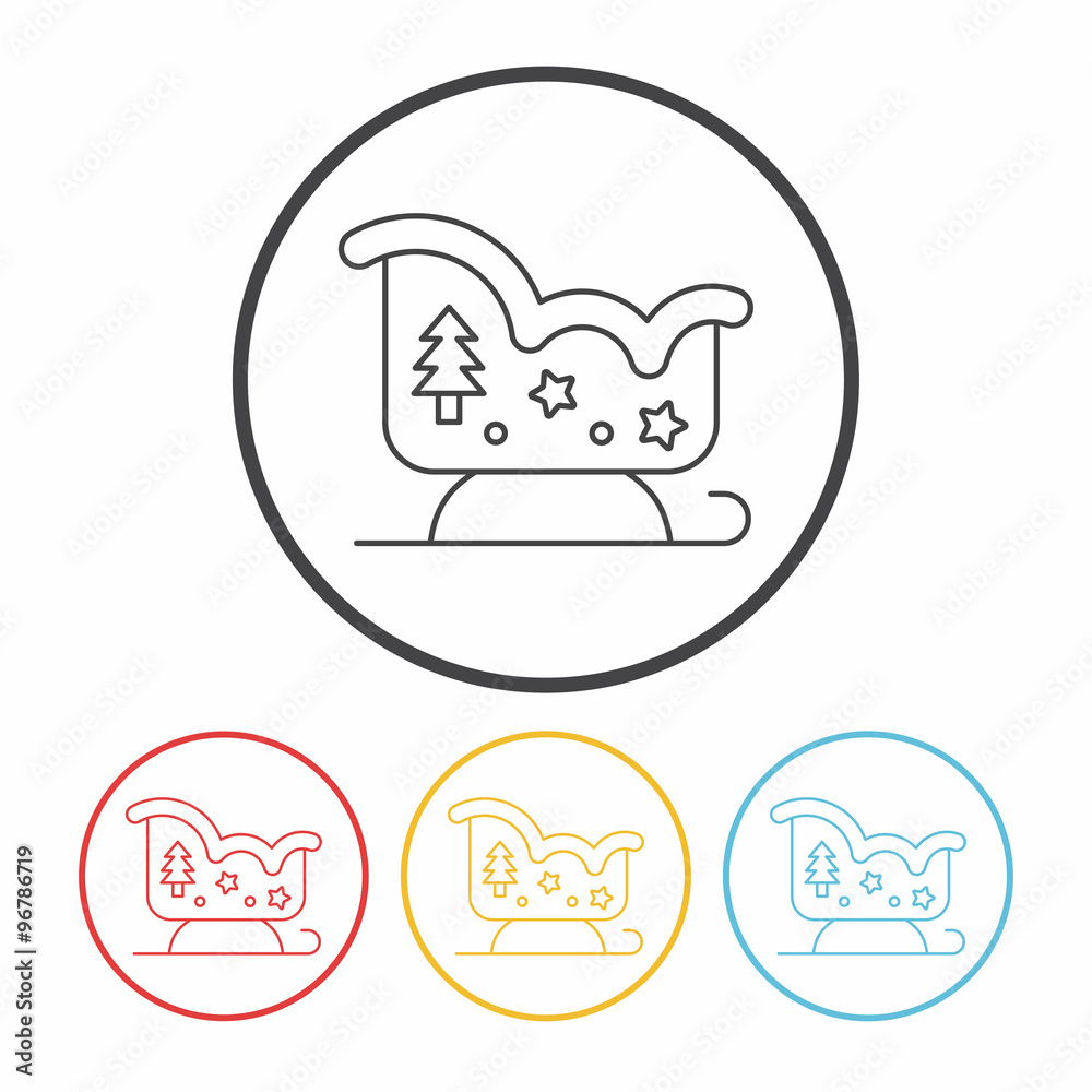Fototapeta premium Christmas sleigh line icon