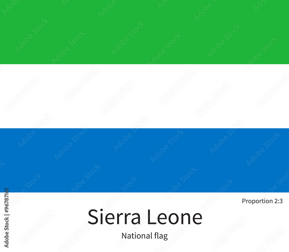 National flag of Sierra Leone with correct proportions, element, colors National flag of Sierra Leone with correct proportions, element, colors
