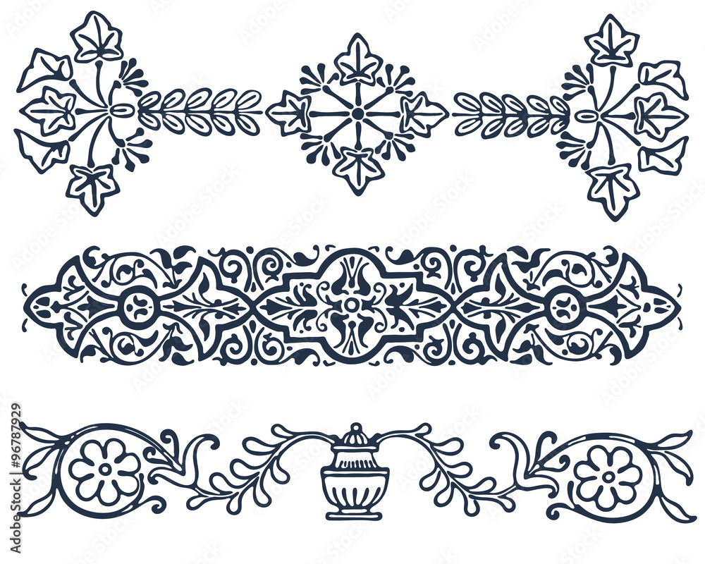 Fototapeta premium vintage border frame filigree engraving with retro ornament pattern