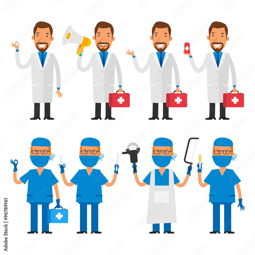 Set characters doctor and surgeon Set characters doctor and surgeon