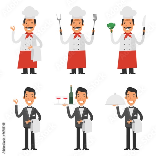 Set characters chef and waiter