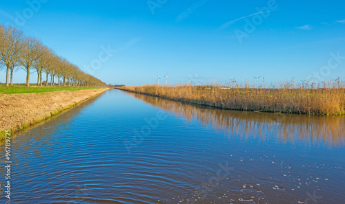 Fototapeta Naklejka Na Ścianę i Meble -  Shore of a canal through a field in autumn
