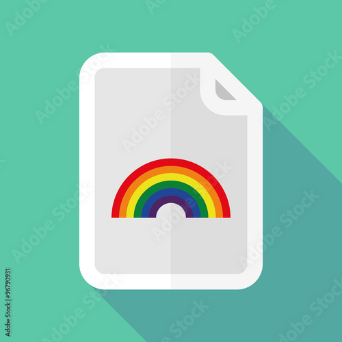 Long shadow document vector icon with a rainbow