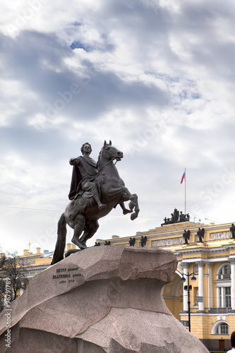 Russia. Petersburg. Monument to tsar Peter 1, "Bronze Horseman"...