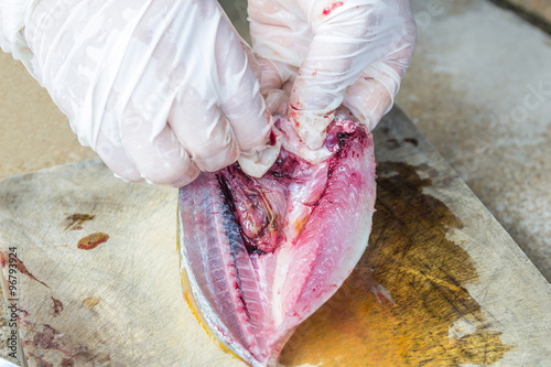 dissected yellowstripe scad fish photo