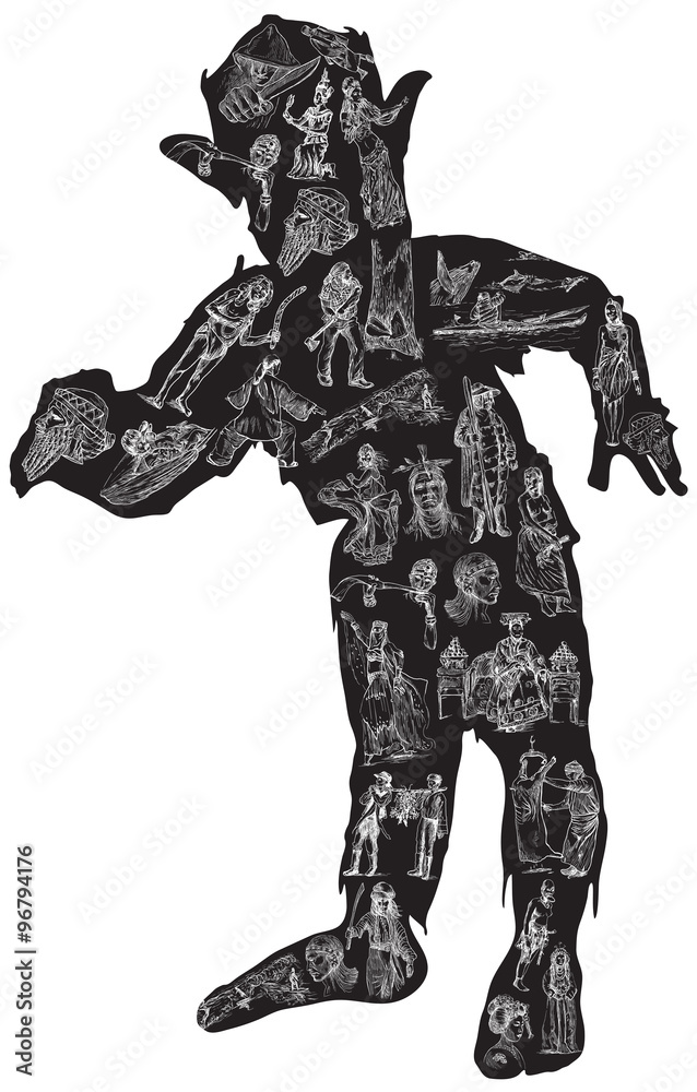 ZOMBIE in pajamas, vector illustration. Freehand. ZOMBIE in pajamas, vector illustration. Freehand.