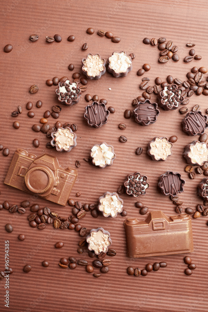 chocolate candies and coffee beans chocolate candies and coffee beans