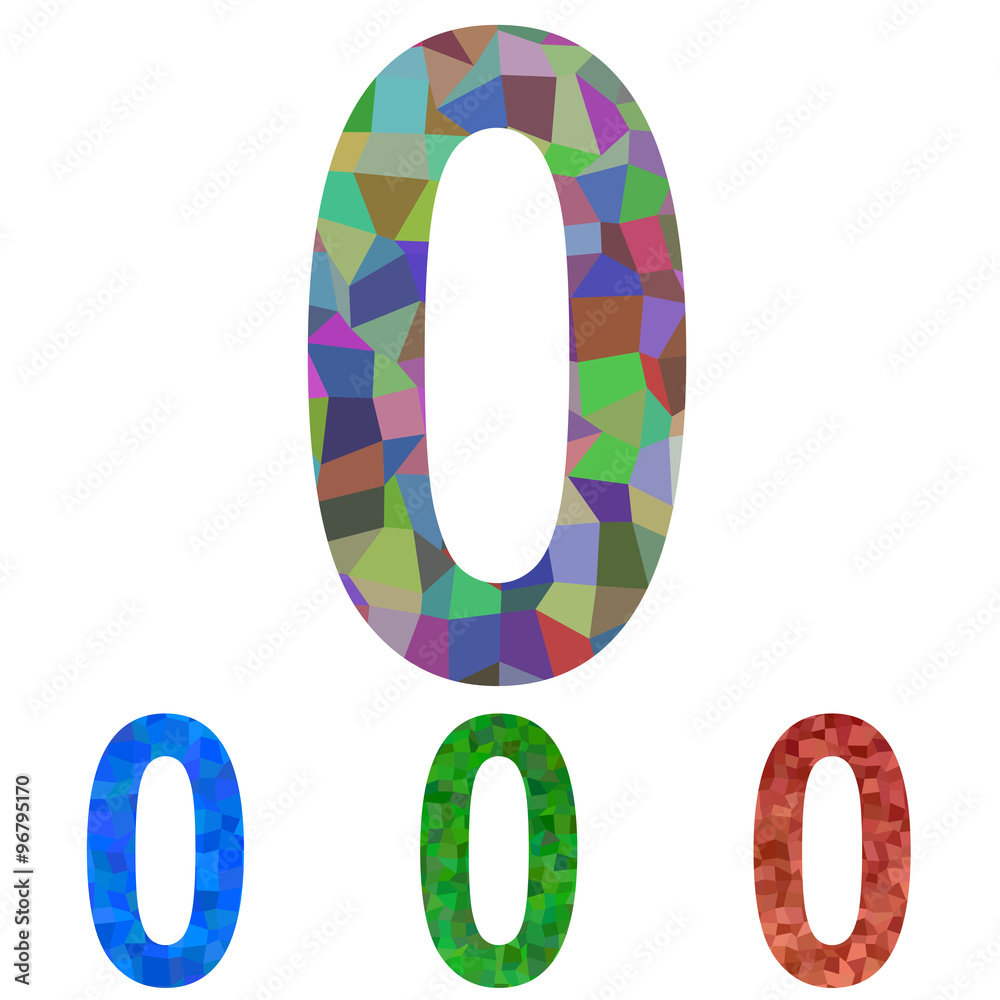 Mosaic font design set - number 0 Mosaic font design set - number 0