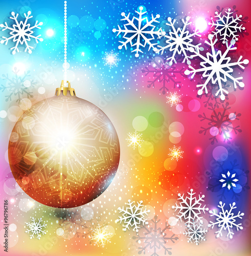 Vector background with Christmas ball and snowflake