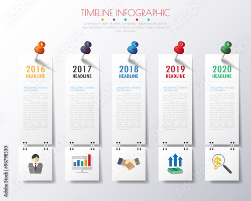 timeline infographics with icons set.