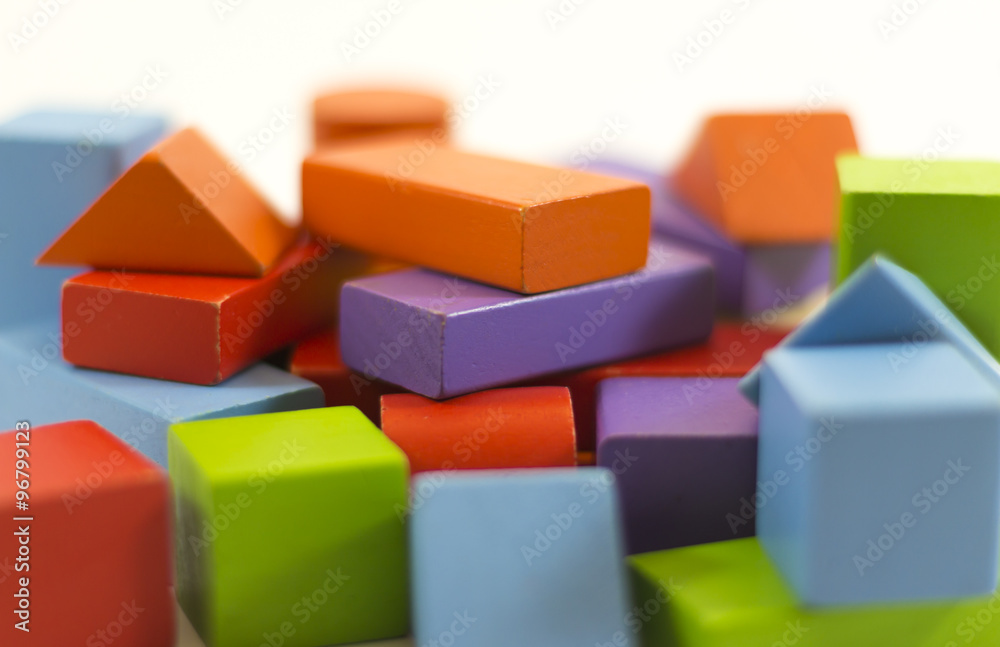 Fototapeta premium Wooden building blocks . Chaos.