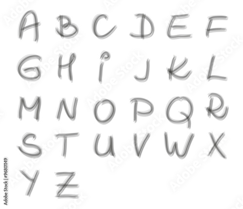 Handwritten uppercase alphabeth - made by transparent brush